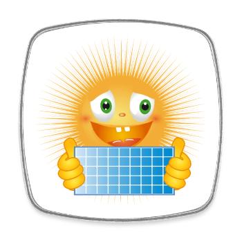 Bright sun with solar panel - Square fridge magnet - white - Front