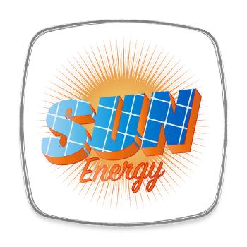 Typografie mit Solarzellen und strahlender Sonne - Viereckiger Kühlschrankmagnet - Weiß - Vorne