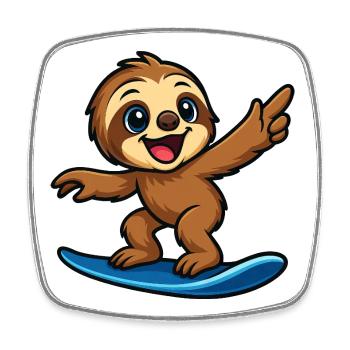Cool Sloth Surfer Beach Outfit for Kids - Square fridge magnet - white - Front