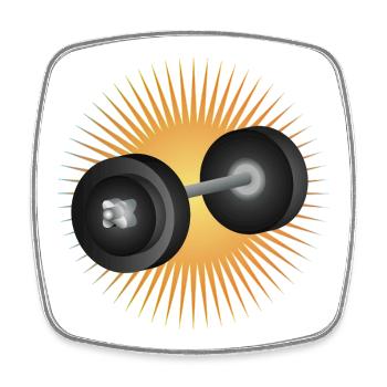Radiant dumbbell – full of energy for weight training - Square fridge magnet - white - Front