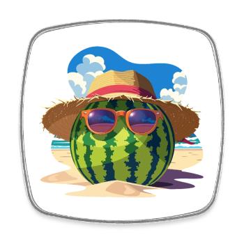 Watermelon Summer Cool Sweetness on the Beach - Square fridge magnet - white - Front