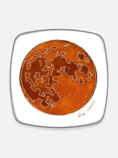 LA LUNE ORANGE - Magnet carré - blanc