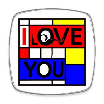 Abstract Love and You Geometric Design - Square fridge magnet - white - Front