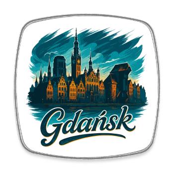 Gdansk Gdańsk Maritime Silhouette Poland Gift - Square fridge magnet - white - Front