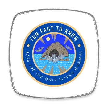 Bats are the only flying mammal - Square fridge magnet - white - Front