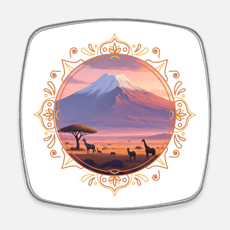 Kilimandscharo-Landschaft - Viereckiger Kühlschrankmagnet - Weiß