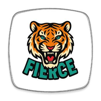 Wilder Tiger Grafik T-Shirt - Viereckiger Kühlschrankmagnet - Weiß - Vorne