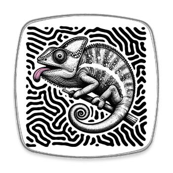 Caméléon art tribal pastel - Magnet carré - blanc - Devant