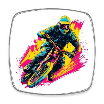 BMX Biker Steamwave - Square fridge magnet - white - Front