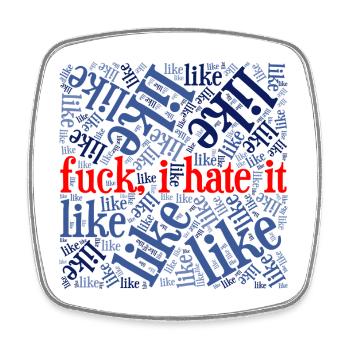„fuck, i hate it“ – Anti-Like Statement Shirt - Viereckiger Kühlschrankmagnet - Weiß - Vorne