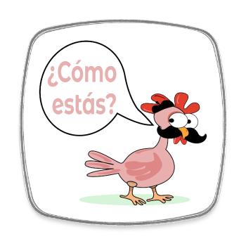How are you - Chicken Chicken Mustache Hen - Square fridge magnet - white - Front