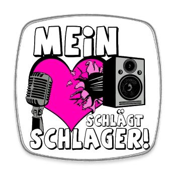 Schlager Party , Schlager Musik , Schlager Herz... - Viereckiger Kühlschrankmagnet - Weiß - Vorne