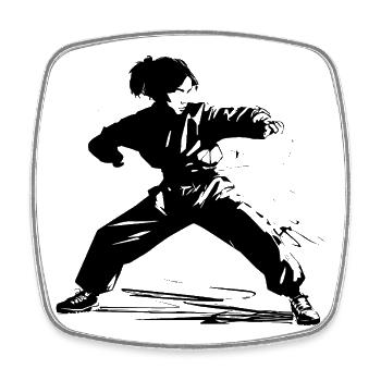 Mädchen Karate Skizze - Viereckiger Kühlschrankmagnet - Weiß - Vorne