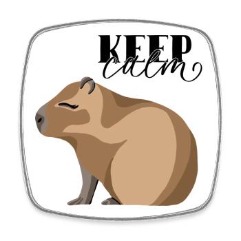 Keep Calm Capybara - Viereckiger Kühlschrankmagnet - Weiß - Vorne