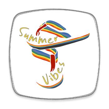 Summer Vibes Retro - Viereckiger Kühlschrankmagnet - Weiß - Vorne