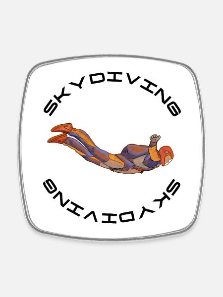 Skydiver - Square fridge magnet - white