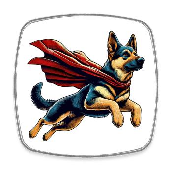 Super Dog German Shepherd Cape Gift - Square fridge magnet - white - Front