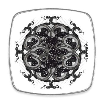 Mystical snake mandala with cosmic flair - Square fridge magnet - white - Front