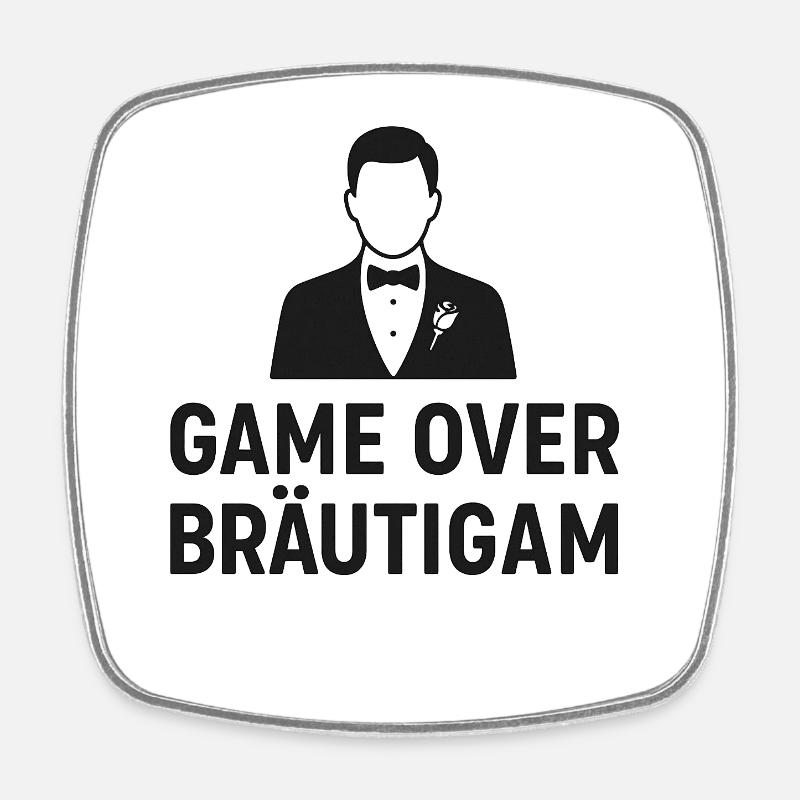 Hochzeit Bräutigam Game Over - Viereckiger Kühlschrankmagnet - Weiß