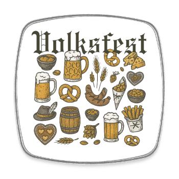 Folk Festival, Beer and Delicacies Design - Square fridge magnet - white - Front
