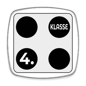 WÜRFEL AUGENZAHL - VIER 4. KLASSE - Viereckiger Kühlschrankmagnet - Weiß - Vorne