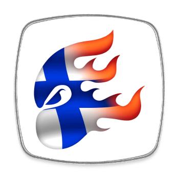 Drapeau de la Finlande - Finlande - Ninja - Magnet carré - blanc - Devant