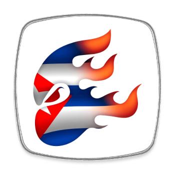 Drapeau de Cuba - Cuba - Ninja - Magnet carré - blanc - Devant