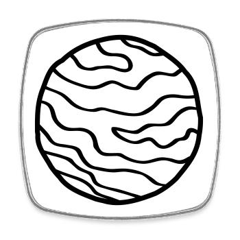 Planète Simple Space Doodle - Magnet carré - blanc - Devant
