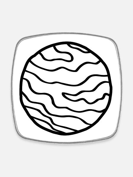 Planet Simple Space Doodle - Square fridge magnet - white