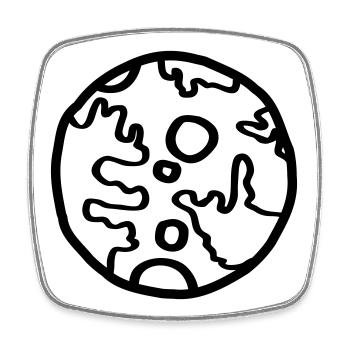 Planète Space Doodle Simple - Magnet carré - blanc - Devant