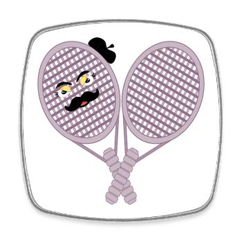 TENNIS MOUSTACHE - Magnet carré - blanc - Devant