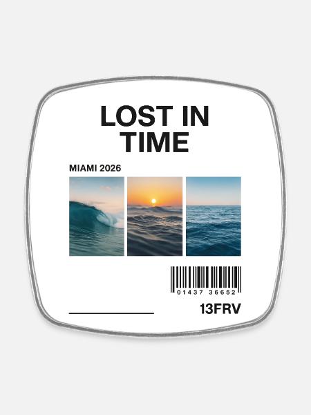 Temps perdu : Triptyque des Vagues de Miami - Magnet carré - blanc
