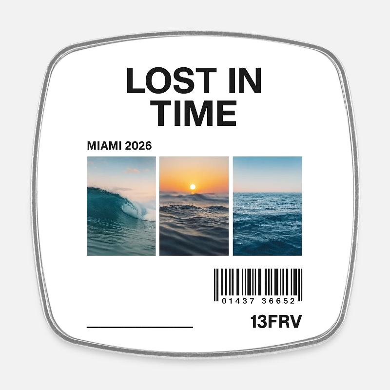 Verlorene Zeit: Miami Waves Triptychon - Viereckiger Kühlschrankmagnet - Weiß