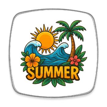 Summer Tropical Paradise Motif - Square fridge magnet - white - Front