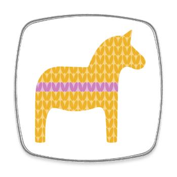Dala Horse Knitting Pattern Horses Scandinavian Decoration - Square fridge magnet - white - Front