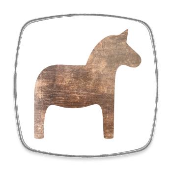 Dala Horse Wood Sweden Traditional Scandinavian - Square fridge magnet - white - Front