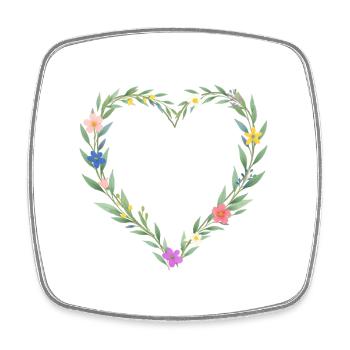 Flower-Power-Herz-Boho, personalisierbar - Viereckiger Kühlschrankmagnet - Weiß - Vorne