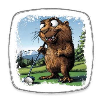 Golfeur Marmotte - Magnet carré - blanc - Devant