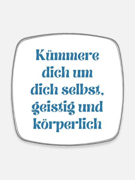 Motivational Self-Care Quote in Blue - Square fridge magnet - white
