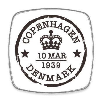 Vintage Copenhagen Denmark Postmark Design - Square fridge magnet - white - Front