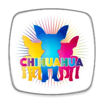 Bunte Chihuahua Silhouetten mit Pop-Art Schriftzug - Viereckiger Kühlschrankmagnet - Weiß - Vorne