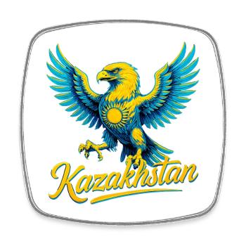 Kazakhstan aigle soleil drapeau drapeau cadeau - Magnet carré - blanc - Devant