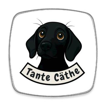 Schweißhund Tante Cäthe - Viereckiger Kühlschrankmagnet - Weiß - Vorne