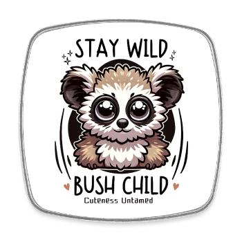 Adorable Big Eyes Fluffy Galago Bush Baby Cuteness - Square fridge magnet - white - Front