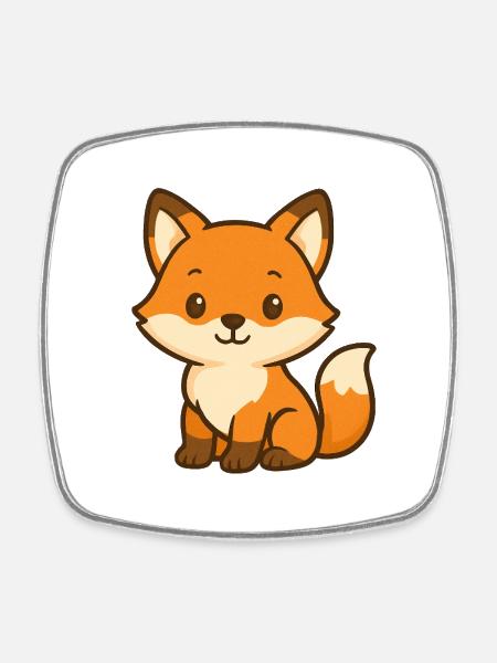 Cute fox bear children's design - Square fridge magnet - white