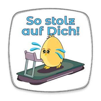 SPORT MOTIVATION STOLZ - LAUFBAND KÜKEN EI - Viereckiger Kühlschrankmagnet - Weiß - Vorne