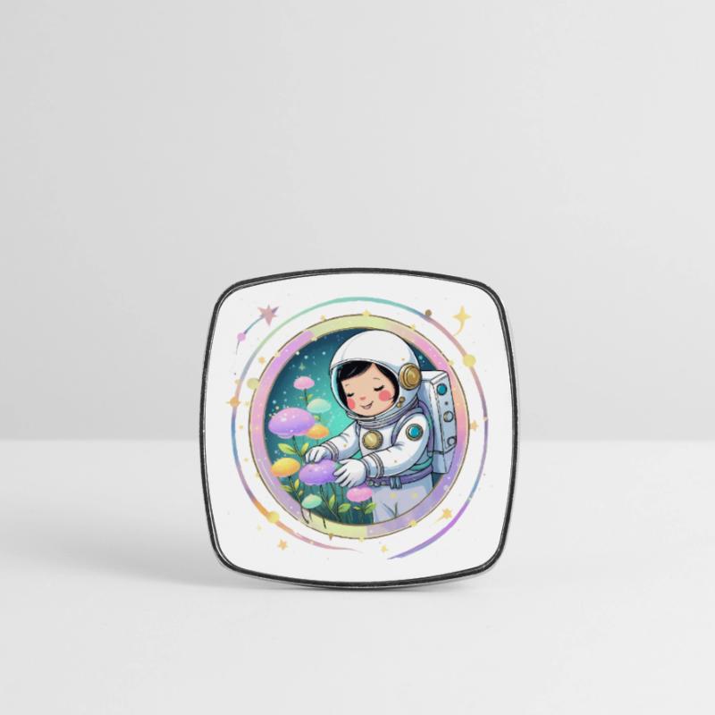 Fille astronaute avec des champignons - Conception spatiale mignonne Magnet carré