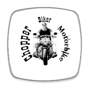Biker - Viereckiger Kühlschrankmagnet - Weiß - Vorne