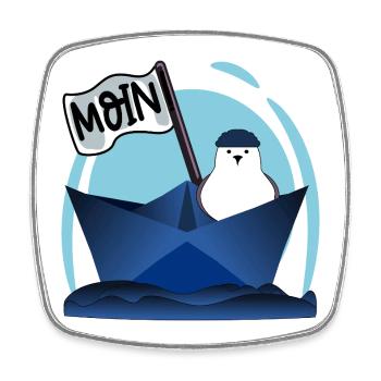 PAPIERBOOT MOIN PAPIERSCHIFF MÖWE - Viereckiger Kühlschrankmagnet - Weiß - Vorne