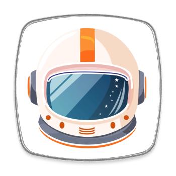 Retro Weltraum Helm - Viereckiger Kühlschrankmagnet - Weiß - Vorne